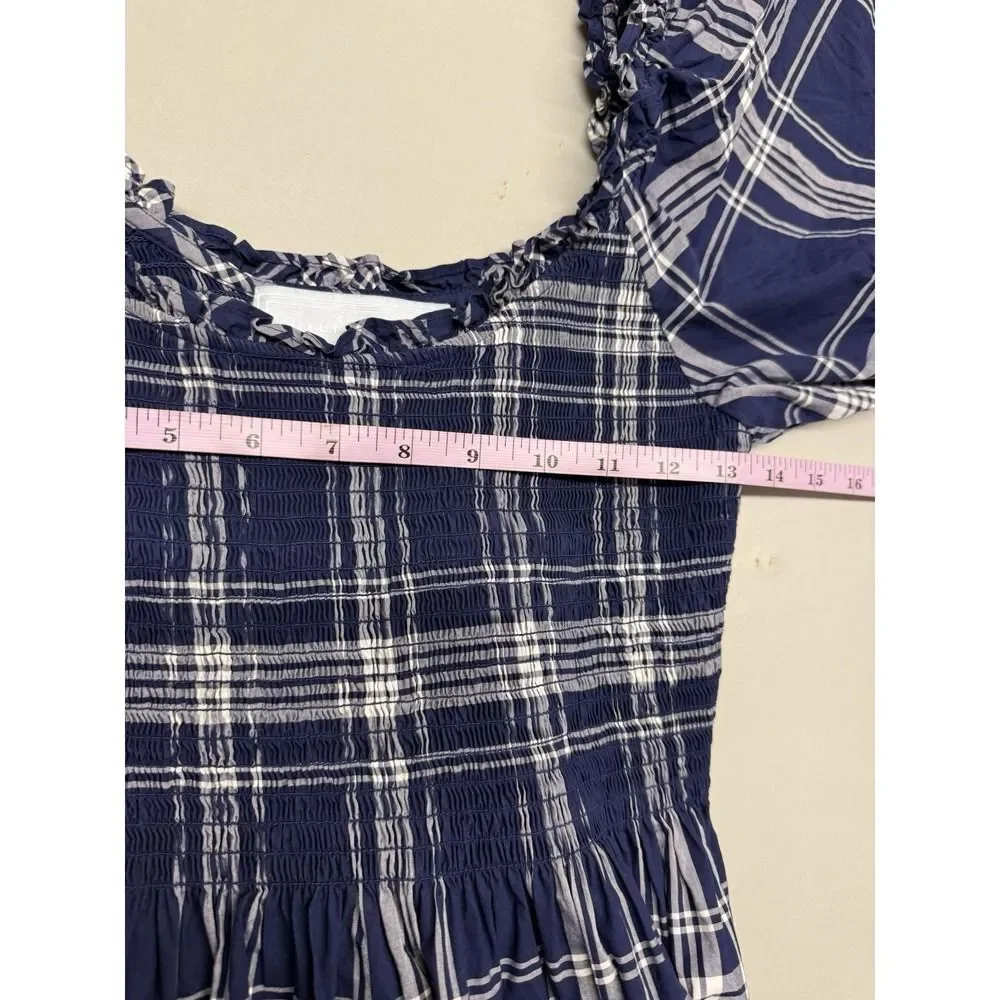Hill House Home Louisa Nap Dress Navy Spring Plaid Tartan Smocked Sz M.MSRP $179 - Picture 4 of 11